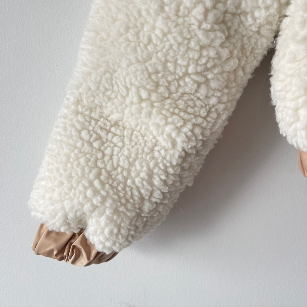 Abercrombie & Fitch Cream and Tan Sherpa Puffer Jacket mini XS ultra collection - Picture 7 of 11